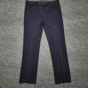 Tory‎ Burch Pants Womens 0 Blue Wool Blend Straight Leg Creased Pants Trousers